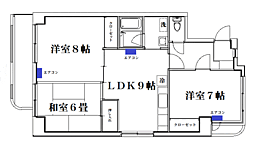 パークハイム西山王 3LDKの間取図画像