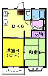 ヴィラ新川口 202号室 2階2DKの間取り