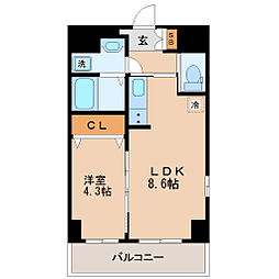 プランドビル本町2 1LDKの間取図画像