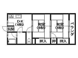 森井マンション 2DKの間取図画像