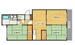 第1ビューハイツ 3階3DKの間取り
