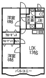 アビタシオンedo-ya 2LDKの間取図画像