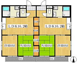 JR土讃線 土佐一宮駅 徒歩14分の賃貸マンション 1階2LDKの間取り