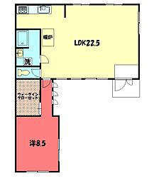 假の荘 1LDKの間取り