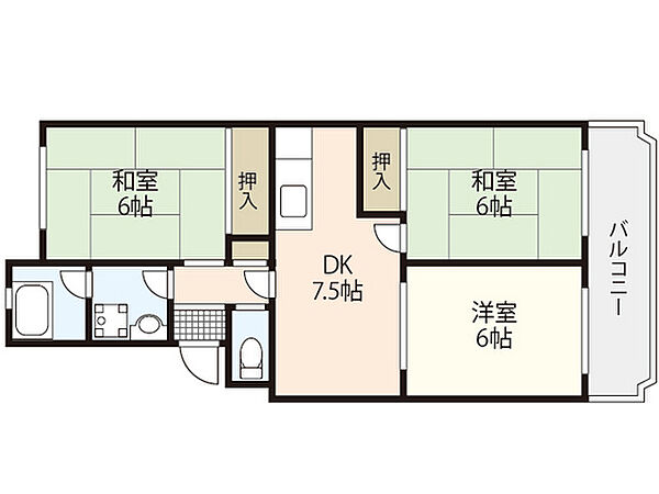 フラット・パーク ｜広島県広島市西区井口台1丁目(賃貸マンション3DK・4階・59.72㎡)の写真 その2