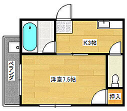 JR山陽本線 天神川駅 徒歩13分の賃貸マンション 2階1Kの間取り