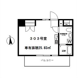 カイゼルプレジャー浅草 3階ワンルームの間取り