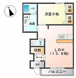 メゾン・アンソレイユ 1LDKの間取図画像