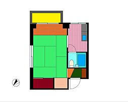 コーポ天神 1Kの間取図画像