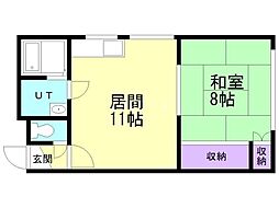 コーポさわむら 1LDKの間取図画像