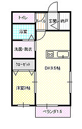 JR常磐線 水戸駅 バス35分 矢頭南下車 徒歩5分の賃貸アパート 2階1SLDKの間取り