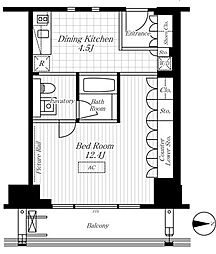 アクシア麻布 1DKの間取図画像