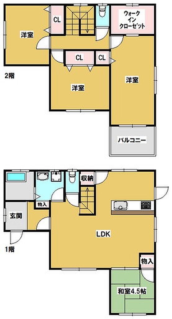 大分市坂ノ市南2丁目戸建て(4SLDK)の間取り