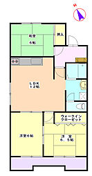 サンヒルズながた 4階3LDKの間取り