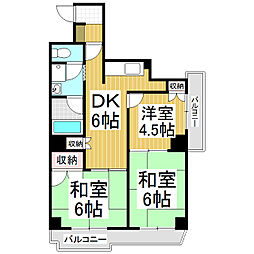 ハイホームズ七瀬 2階3DKの間取り