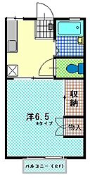 JR常磐線 東海駅 徒歩16分の賃貸アパート 1階1Kの間取り