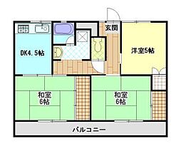 サン・コーポラス加茂　2号棟 2階3DKの間取り