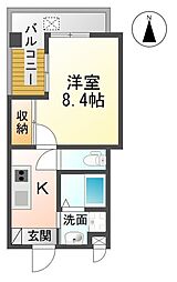Uni E'terna佐賀医学部前 5階1Kの間取り