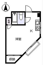 京王線 分倍河原駅 徒歩4分の賃貸マンション 2階ワンルームの間取り