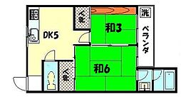 ロイヤルマンション下鴨 2階2DKの間取り