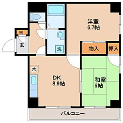 KS宮城野 2DKの間取図画像