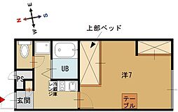 ピコ白鳥 1階1Kの間取り