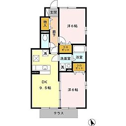 ルミエール三松 2DKの間取図画像