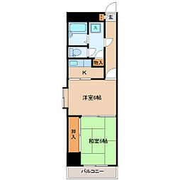 グランドール大和町 10階2Kの間取り