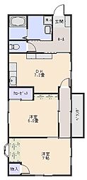 青葉ハイツ 2DKの間取図画像