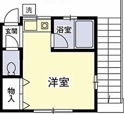 グリーンハイツ多摩 2階1Kの間取り