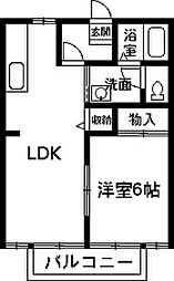 パナハイツマロンB 2階1LDKの間取り