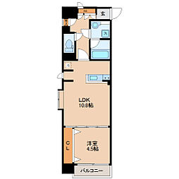 コンフォートEXE連坊ステーション 6階1LDKの間取り