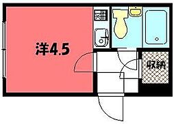 カサディマノ 1階ワンルームの間取り