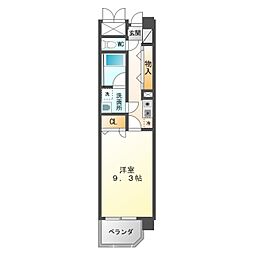 サンフレア 1階1Kの間取り