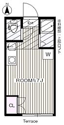 京王線 府中駅 バス7分 明星学苑前 下車 徒歩1分の賃貸アパート 1階ワンルームの間取り