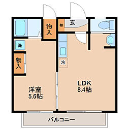 JR仙山線 東照宮駅 徒歩15分の賃貸マンション 4階1LDKの間取り