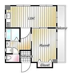 エバンス 1LDKの間取図画像