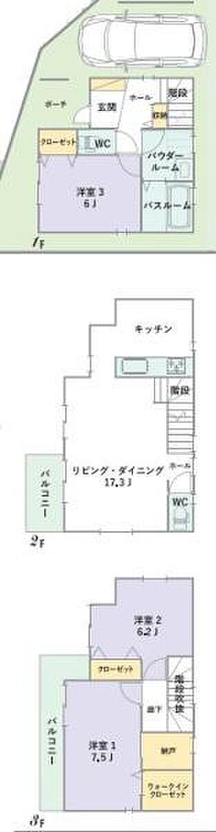 3LDｋです。■3路線ご利用できる「長津田駅」まで徒歩7分。■前面道路は広く駐車に不安のある方でも問題なく駐車できます。■洋室は3部屋6帖以上で各収納ございます。