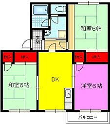 タウニー鴻池 1階3DKの間取り