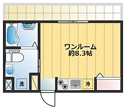 リビングライフ長瀬EAST 3階ワンルームの間取り