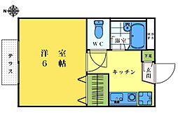 コートウエストヒル 1Kの間取図画像
