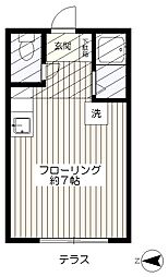 JR中央線 国分寺駅 バス9分 新町１丁目下車 徒歩4分の賃貸アパート 1階ワンルームの間取り