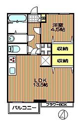 馬部コーポ1987 1LDKの間取図画像