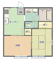 サンライフ樫村 2DKの間取図画像
