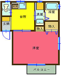 ハイツホワイト 1Kの間取図画像