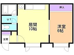 パセオ東光4-1 1LDKの間取図画像