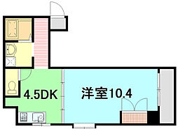 クレール 4階1DKの間取り