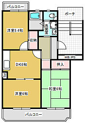 ファーストコーポ　ダイワハウス施工　ＬＥＤ　区画整理地内 2階3DKの間取り