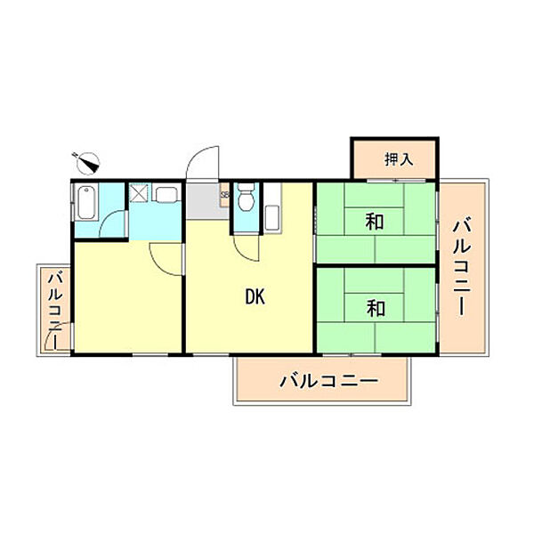 兵庫県明石市東野町(賃貸マンション2DK・4階・60.00㎡)の写真 その2