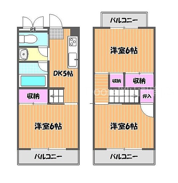 岡山県岡山市北区西古松西町(賃貸マンション3DK・2階・52.89㎡)の写真 その2